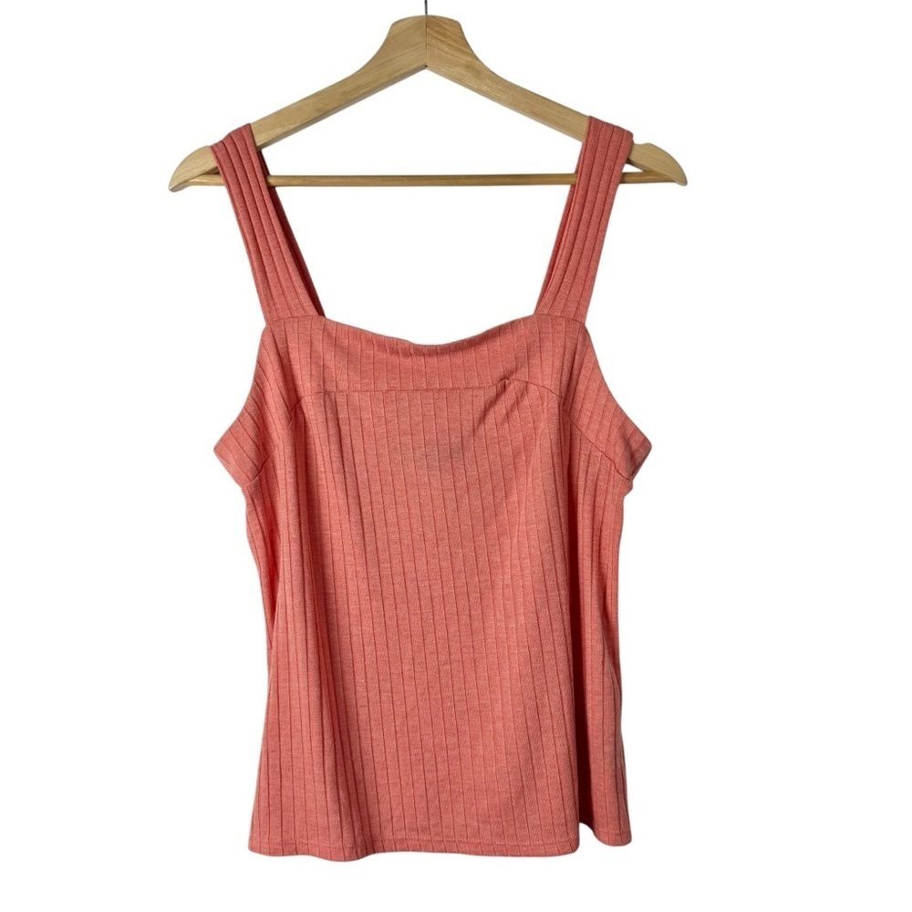 Apt 9 Pink Orange Ribbed Knit Square Neck Tank Top M